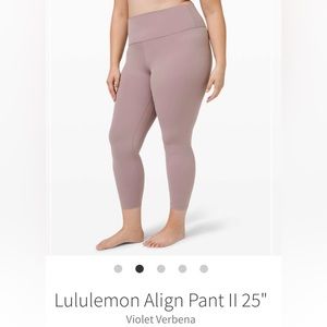 NWT LULULEMON ALIGN 25” ALIGN LEGGINGS SIZE 14 IN COLOR VIOLET VERBENA